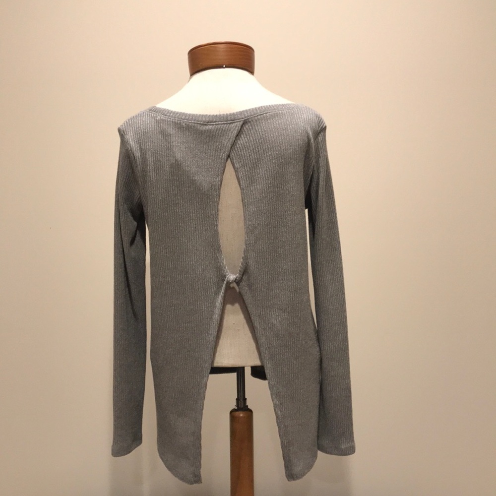 Gray open back sweater